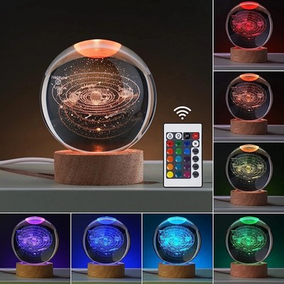 Crystal Ball Night Light Lamp with Remote Control for Home Decor