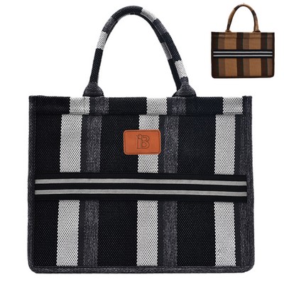 Canvas Tote Bag Simple Stripe Large Capacity