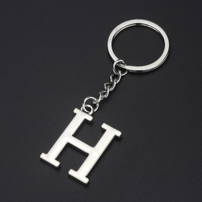 Silver Letter H Keychain Initial Keychain