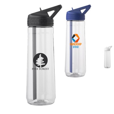 30 Oz. Plastic Water Bottle W/ Sip Straw