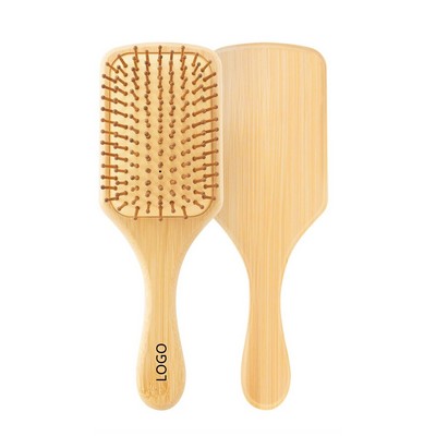 Square Bamboo Paddle Hair Brush With Bamboo Bristles For Men Women