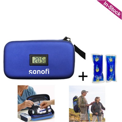 Insulin Cooler Travel Case with LCD Digital Display ( 2 Ice Packs Included)