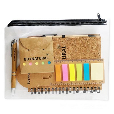 Cork Notebook/Bamboo Pen/Memo Pad Bookmark Stationery Set