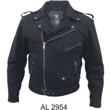 Men's Black Denim Motorcycle Biker Jacket