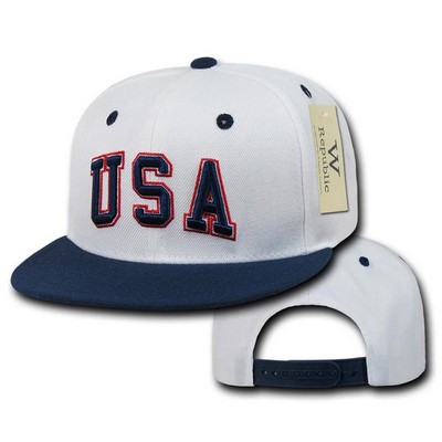 USA United States of America Snapback Country Cap w/Flat Bill