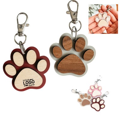 Wooden Paw Print Keychain Wooden Pendant