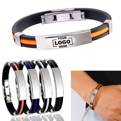 Silicone Bracelet with Silver Plated Stainless Steel