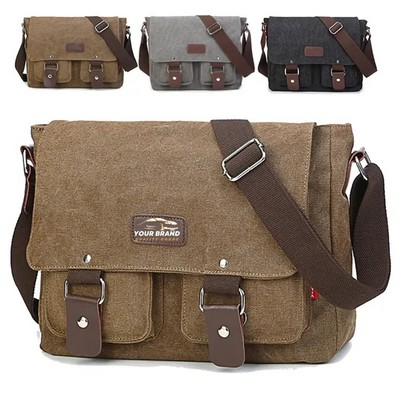 Men'S Canvas Shoulder Retro Messenger Military Bag