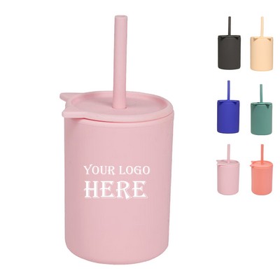 5 Oz Silicone Baby Cups With Straws and Lids