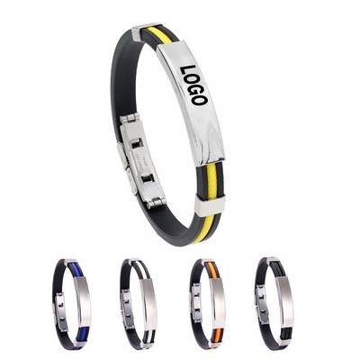 Men's Titanium Steel Silicone Wristband Bracelet