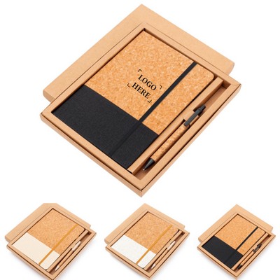 A5 Eco-Friendly Natural Cork Notebook & Click Action Ballpoint Pen Gift Set