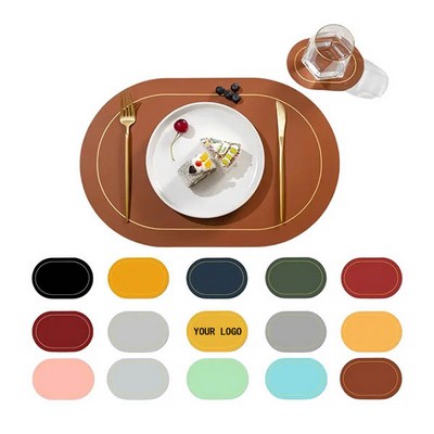 Double-Side Waterproof Leather Kitchen Table Placemats