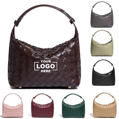 Leather Woven Crossbody Bag for Women - Cute Shoulder Handbag Purse