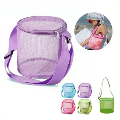 Round Mesh Beach Bag with Waterproof Design