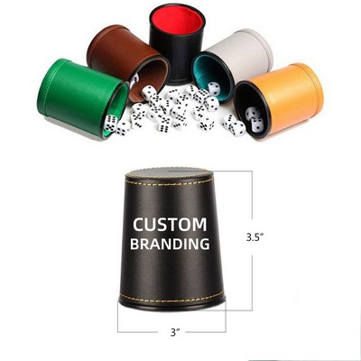 Custom Color Silent Leather Dice Cup and Dice Set