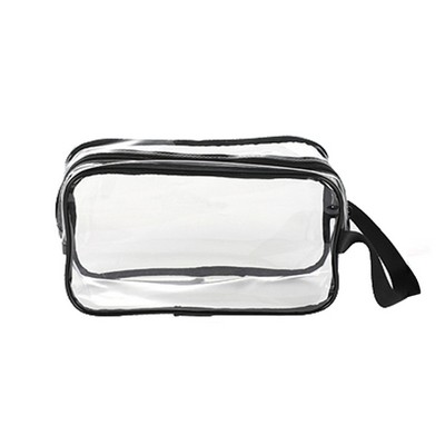 Clear PVC Cosmetic Toilet Bag with Stitched Zipper for Secure Storage