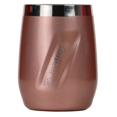 EcoVessel Port 10 Oz Trimax Triple Insulated Wine Cup/Rocks Glass W/Tritan Lid - Rose Gold