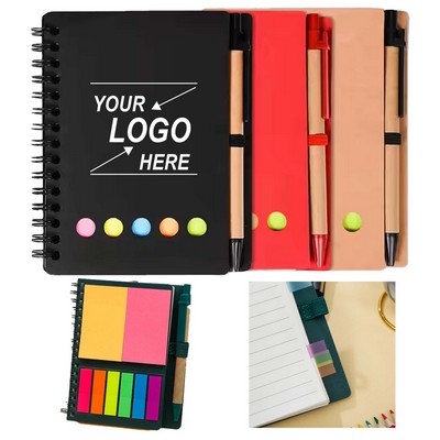 Stylish Spiral - Bound Kraft Paper Sticky Notes Notebook