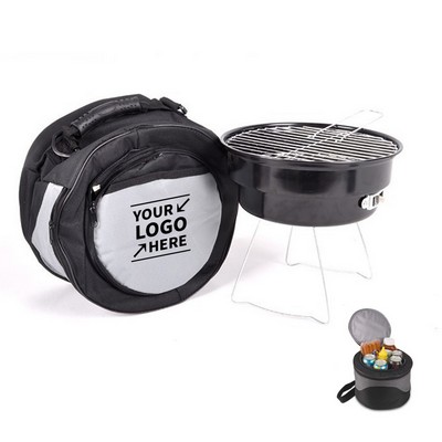 Mini Round Barbecue Grill W/ Cooler Bag