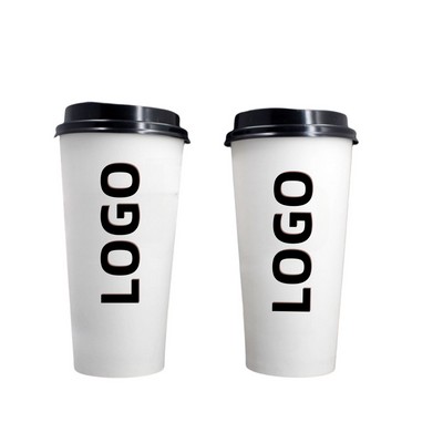 Disposable thick paper cup with lid