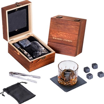 Whiskey Stones and Glasses Gift Set for Men