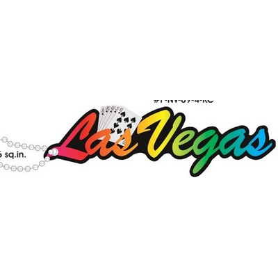 Las Vegas w/ Royal Flush Promotional Key Chain w/ Black Back (8 Square Inch)