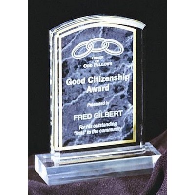 Marbleized Black Acrylic Rectangle Award w/ Curved Top - 4"x7"