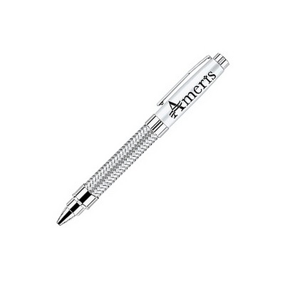 Zephur Brass Rollerball Twist Pen w/ Wire Woven Pattern Barrel