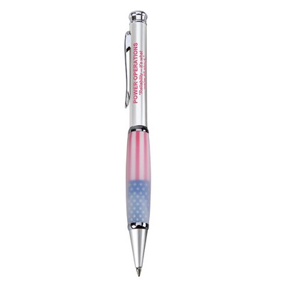 US Flag Frosted White Metal Ballpoint Pen-Cross Style Refill