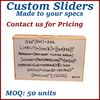 Natural Wooden Box w/ Slider-top and White Board - made to order, low minimums