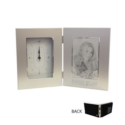 Metal Picture Frame with Clock - Vertical (4"x6" Photo)