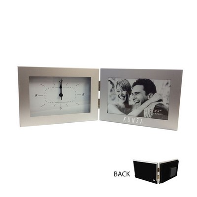 Metal Picture Frame with Clock - Horizontal (6"x4" Photo)