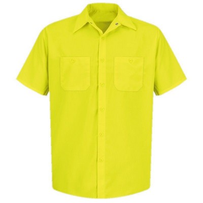 Red Kap™ Enhanced Visibility Short Sleeve Work Shirt - Fluorescent Yellow