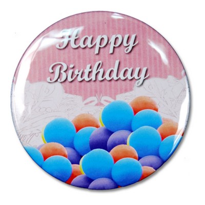 2¼" Stock Celluloid "Happy Birthday" Button (Pink)