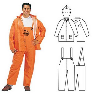 PVC Polyester 3 Piece Orange Rainsuit