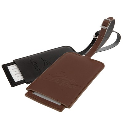 Classic Bond Leather Luggage Tag - Black