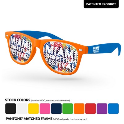 2-Tone Retro Pinhole Sunglasses W/ 1-Color Temple Imprint