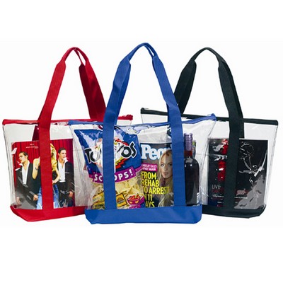 Clear Zipper Tote Security Bag w/Pocket