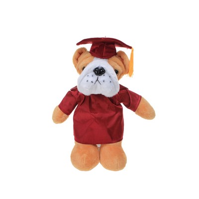 Soft Plush Bulldog in Graduation Cap & Gown Stuffed Animal