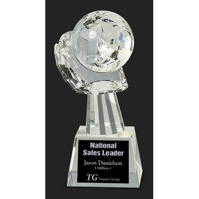 World in Palm of Your Hand Globe Optical Crystal Award - 8'' H