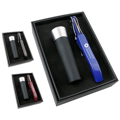 Wine Bottle Opener and Metal Stopper/Pump Gift Set