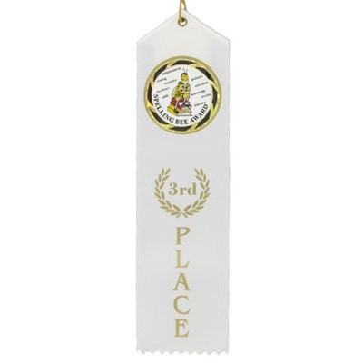 3rd Place Stock Satin Ribbon w/2" Space for Mylar Hologram Medallion