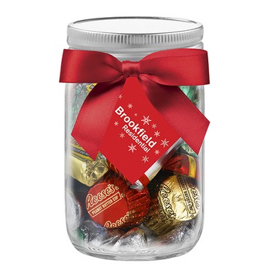 12 Oz. Glass Mason Jar w/ Hershey's® Holiday Mix