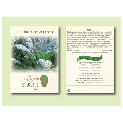 Kale 'Lacinato' Seed Packet (3.25" x 4.5")