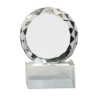 4" Round Facet Crystal on Clear Pedestal Base