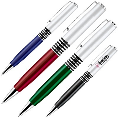 Silver Cap Brass Ballpoint Pen w/ Translucent Color Barrel