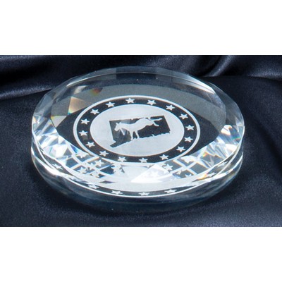 Round Crystal Paperweight Award - 3 1/2'' Diam.