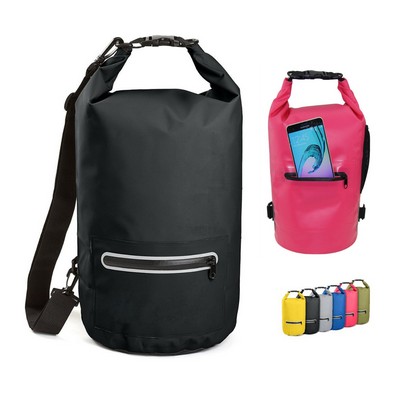 20L Waterproof Dry Bag with Front Zippered Pocket