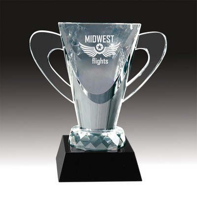 6.5" Crystal Cup Trophy w/Black Pedestal Base