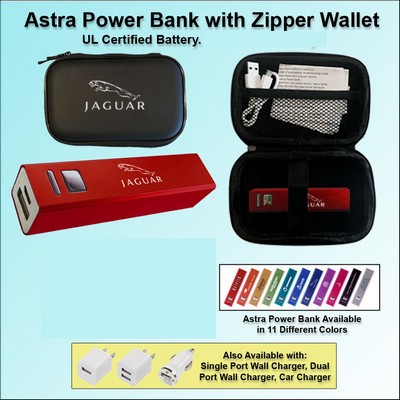 Astra Power Bank Gift Set in Zipper Wallet 2800 mAh - Red